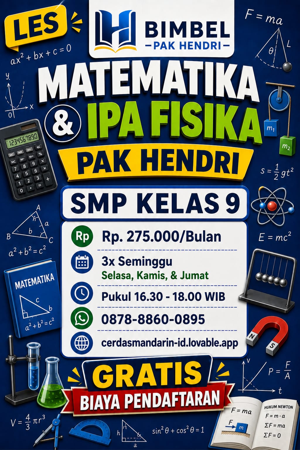 Les Matematika & IPA Fisika SMP Kelas 9