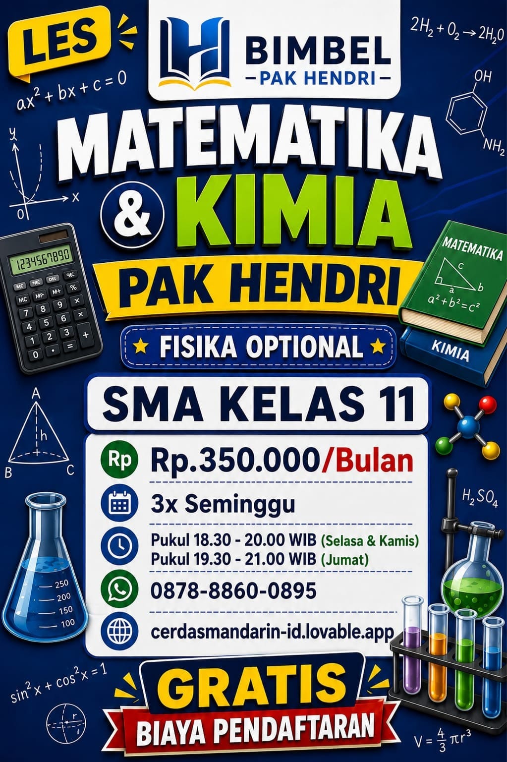 Les Matematika & Kimia SMA Kelas 11 (Fisika Optional)