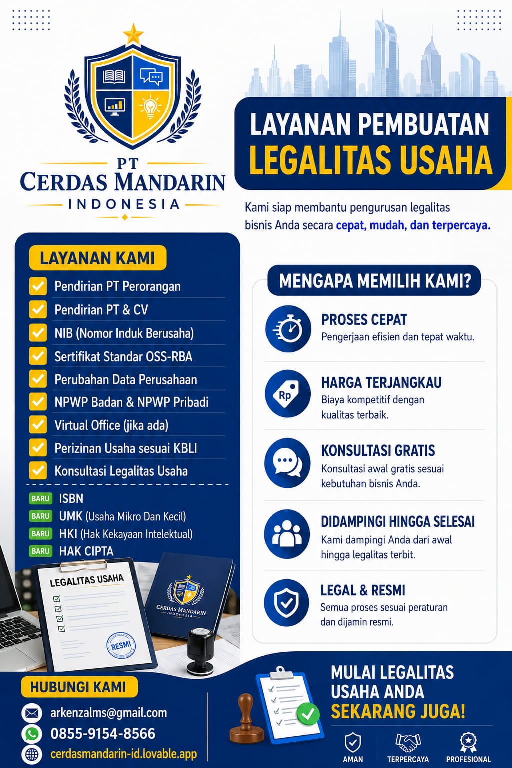 Brosur Layanan Pembuatan Legalitas Usaha - PT Cerdas Mandarin Indonesia