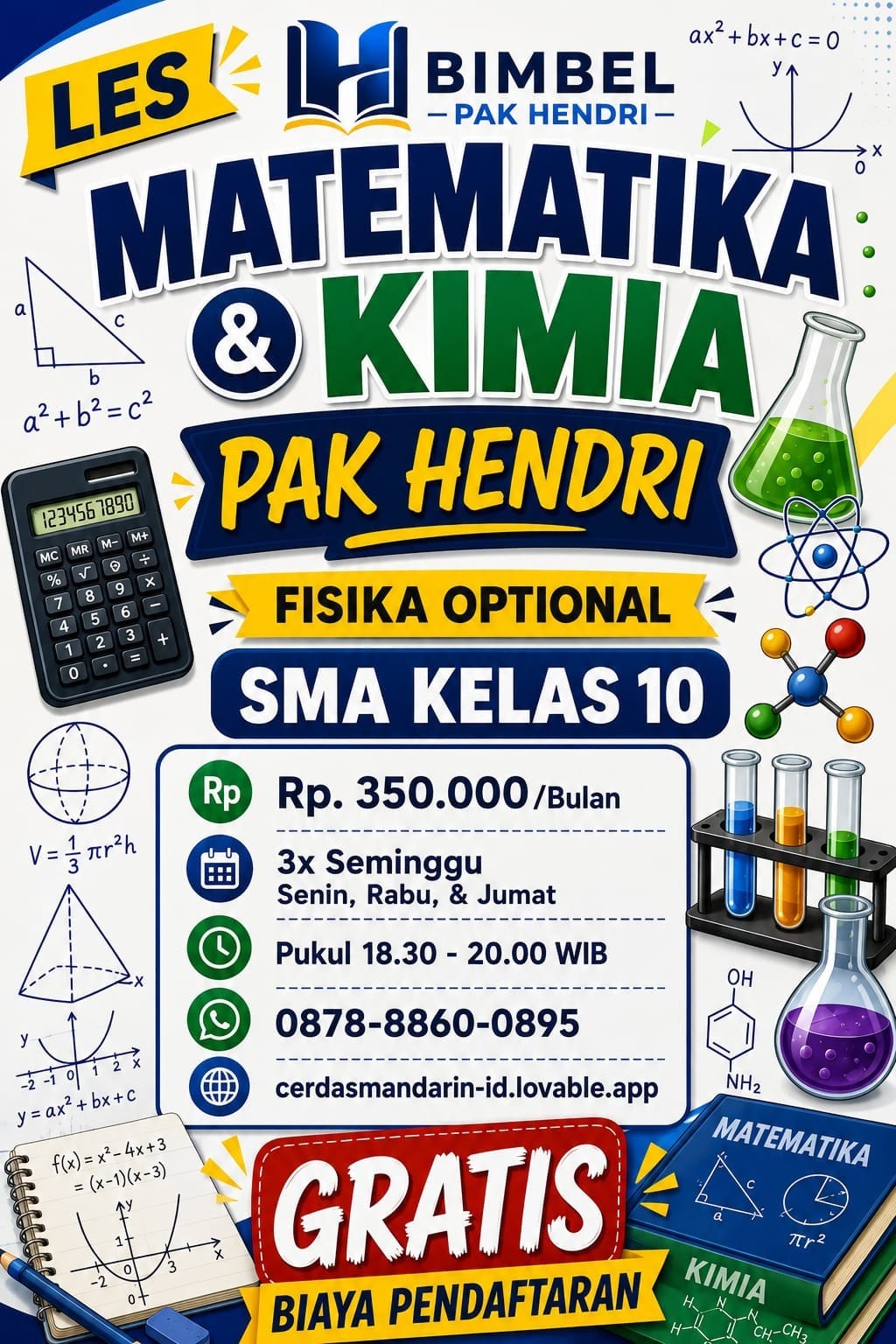 Les Matematika & Kimia SMA Kelas 10 (Fisika Optional)