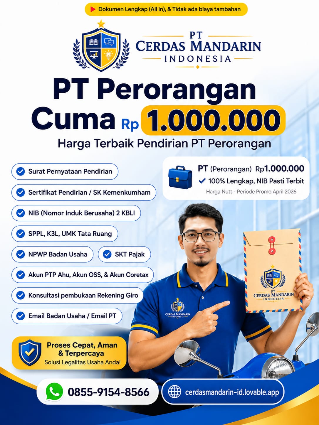 Brosur Pendirian PT Perorangan - PT Cerdas Mandarin Indonesia